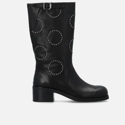 Bota Alta Negra Con Circulos Bruno Premi