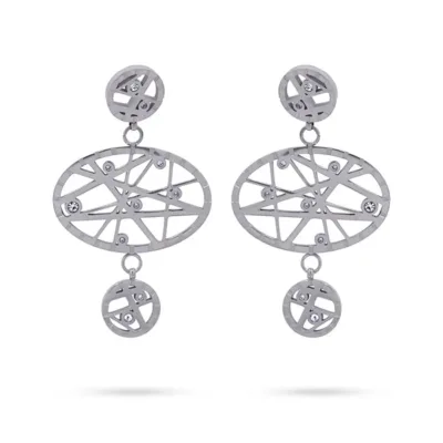 Pendientes Acero y Circonitas Plata
