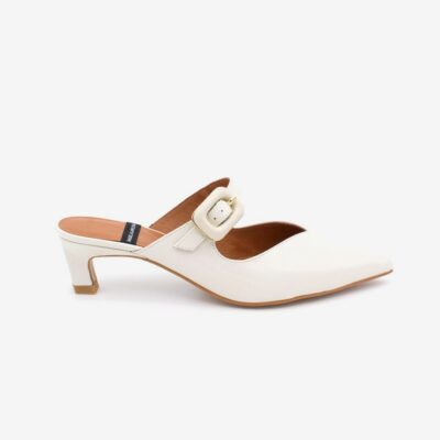 Mule en piel color creme Yvonne