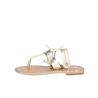 SANDALIAS CUERO TIRAS GOLD