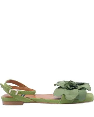 SANDALIA CON FLORES VERDE
