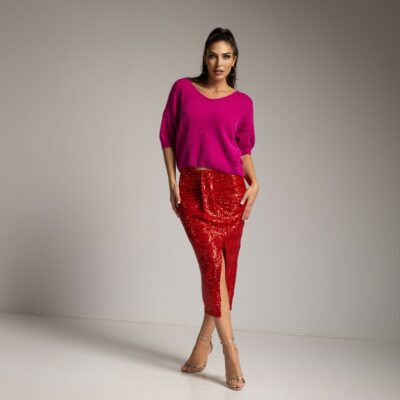 FALDA LENTEJUELAS ROJA