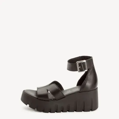 Sandalias de cu&ntilde;a de Piel black