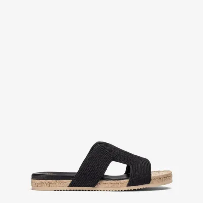 Sandalia plana de soutache negro