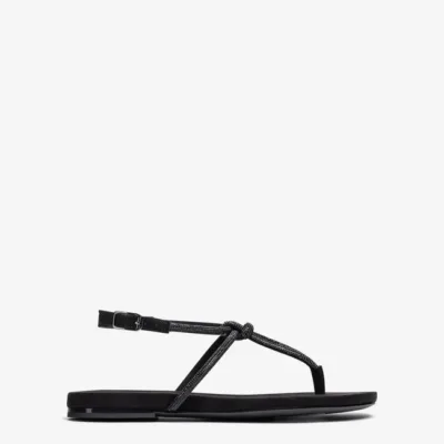 Sandalia plana brillo negro